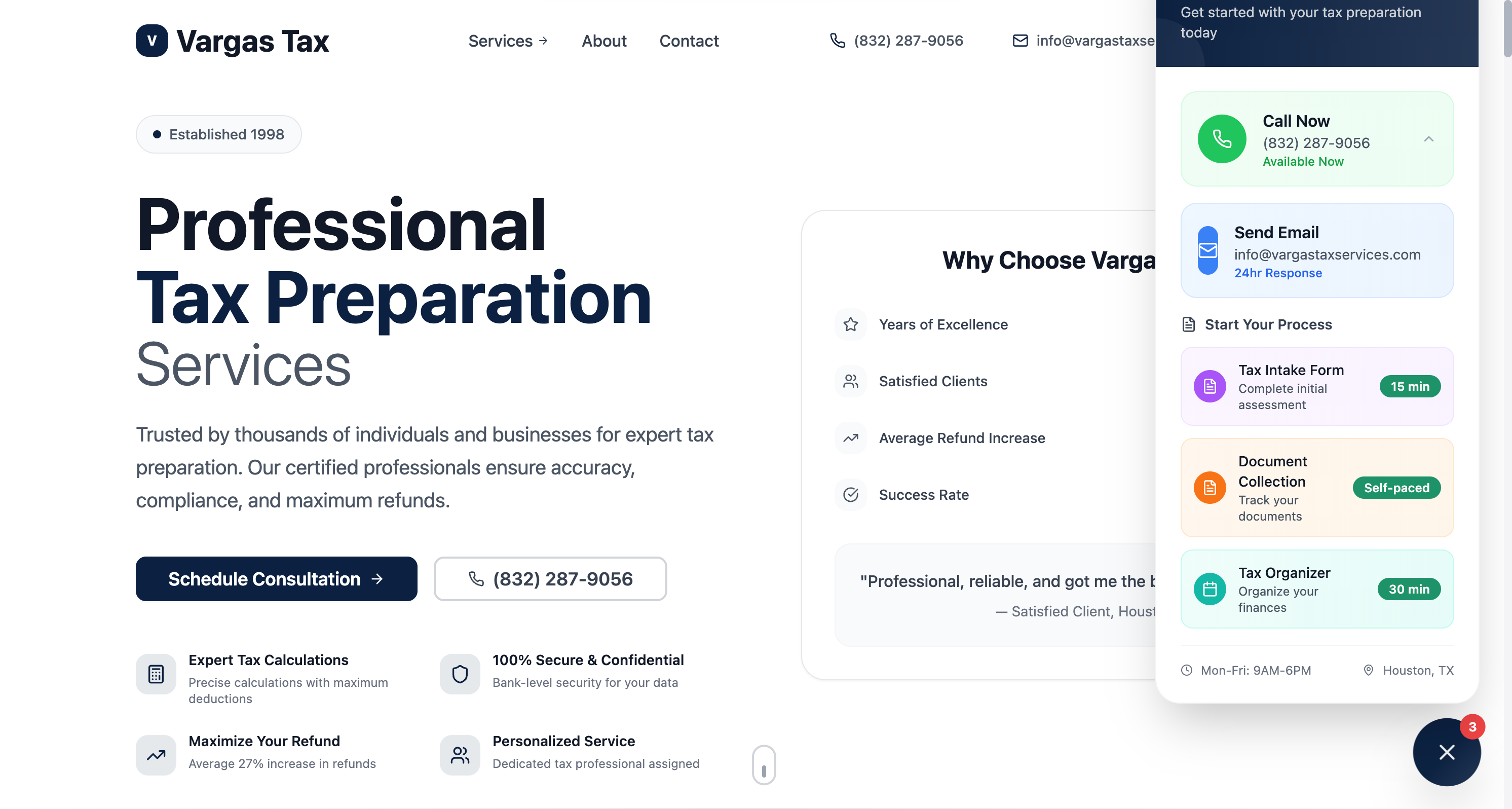 Vargas Tax Services website